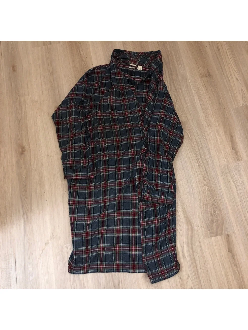 LL BEAN FLANNEL SCOTCH PLAID 100% COTTON BATH ROBE GREEN RED MENS SIZE XXL TALL